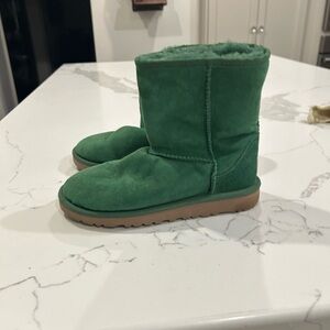 UGG  Green Suede Shearling Lined Short Boots